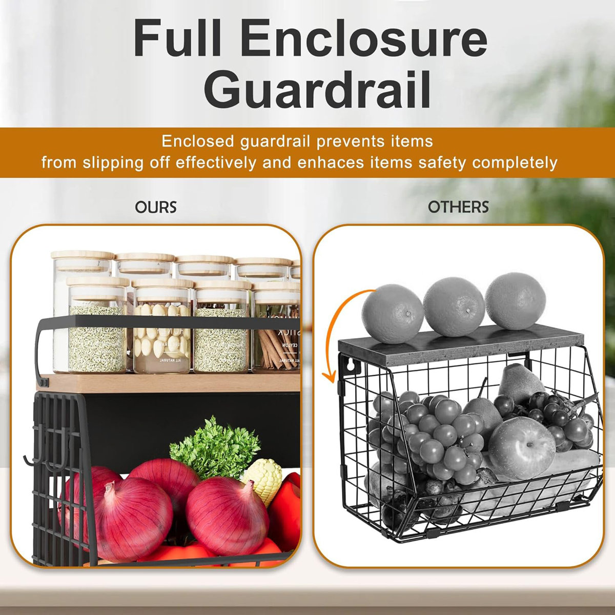 Black Magnetic Shelf for Fridge,Hanging Vegetable and Fruit Storage Bins ,Large Product Container Spice Rack for Refrigerator Kitchen Counter Pantry Single